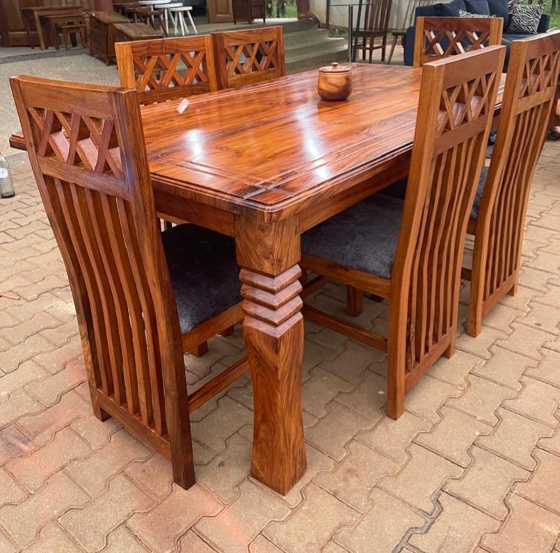 6-Seater Mugavu Solid Wood Dining Set
