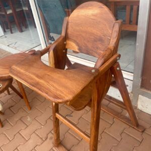 Handcrafted Mugavu Wood Baby High Chair with Feeding Tray
