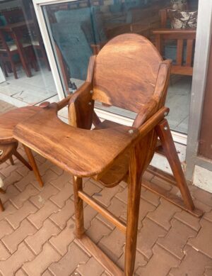 Handcrafted Mugavu Wood Baby High Chair with Feeding Tray