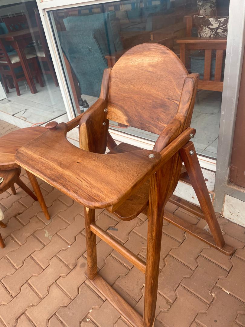 Handcrafted Mugavu Wood Baby High Chair with Feeding Tray