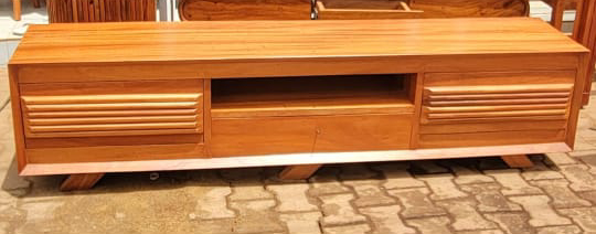 Handcrafted Mahogany TV Cabinet – Natural Finish - Image 2