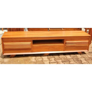 Handcrafted Mahogany TV Cabinet – Natural Finish