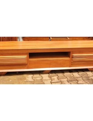 Handcrafted Mahogany TV Cabinet – Natural Finish