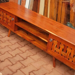 Handcrafted Timber TV Unit – Open Shelf Center