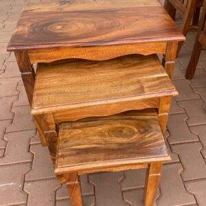 Handcrafted Mugavu Nesting Tables with Curved Aprons