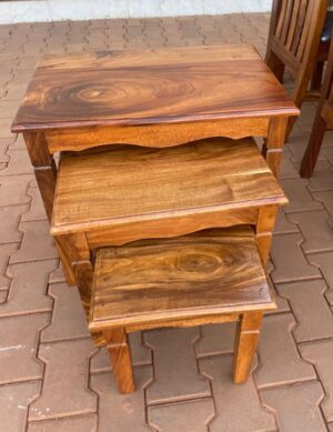Handcrafted Mugavu Nesting Tables with Curved Aprons