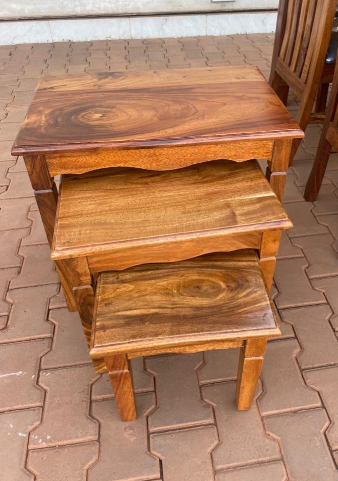 Handcrafted Mugavu Nesting Tables with Curved Aprons