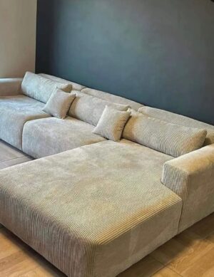 Low-Profile L-Shaped Sofa with Soft Textured Fabric