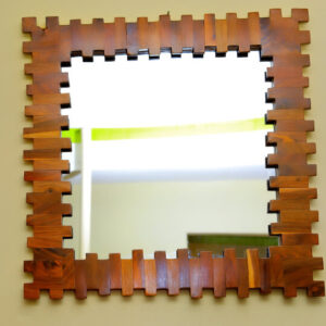 Two-Tone Solid Wood Square Wall Mirror