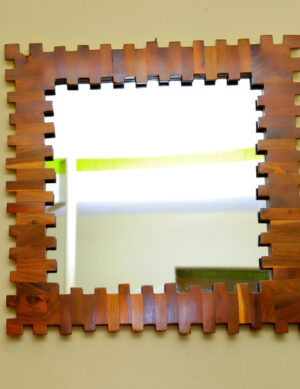 Two-Tone Solid Wood Square Wall Mirror