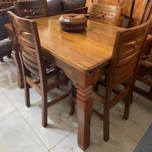 Classic Hardwood Dining Table & Ladder-Back Chairs