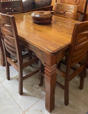 Classic Hardwood Dining Table & Ladder-Back Chairs