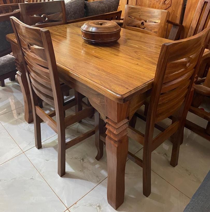 Classic Hardwood Dining Table & Ladder-Back Chairs