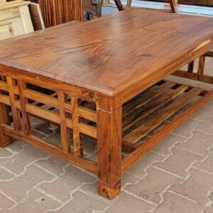Handcrafted Teak-Tone Coffee Table
