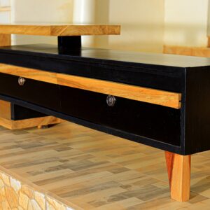 Elegant TV Stand With A Black Touch