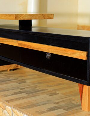 Elegant TV Stand With A Black Touch